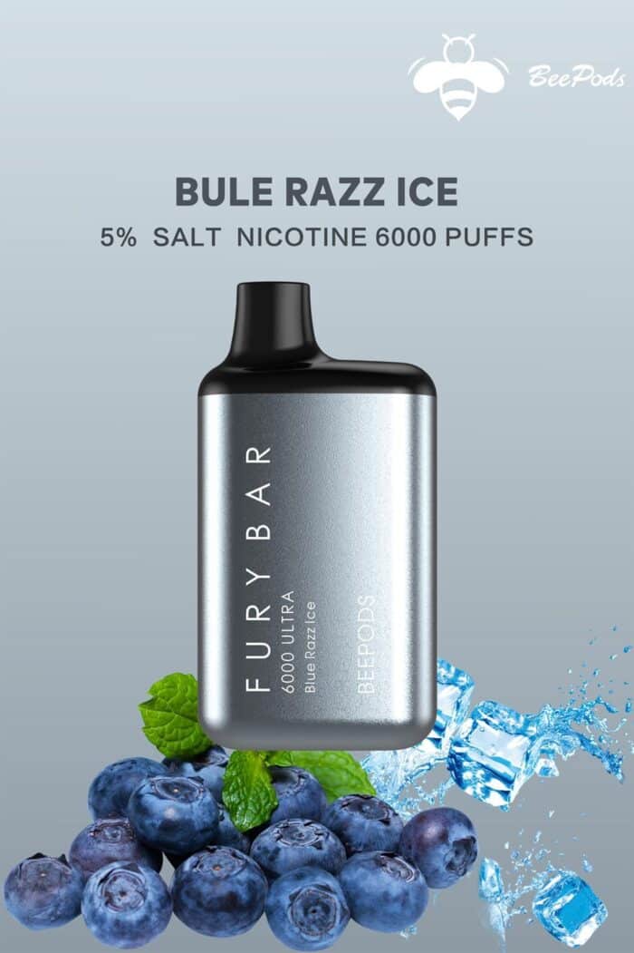 fury bar 6000 puffs blue razz ice