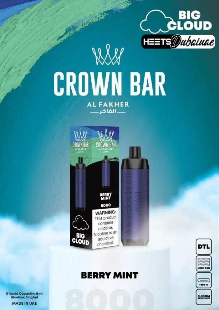 Al Fakher Crown Bar Berry Mint 8000 Puffs Disposable Vape