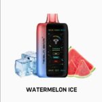 a bottle of juice next to ice cubes and a peach