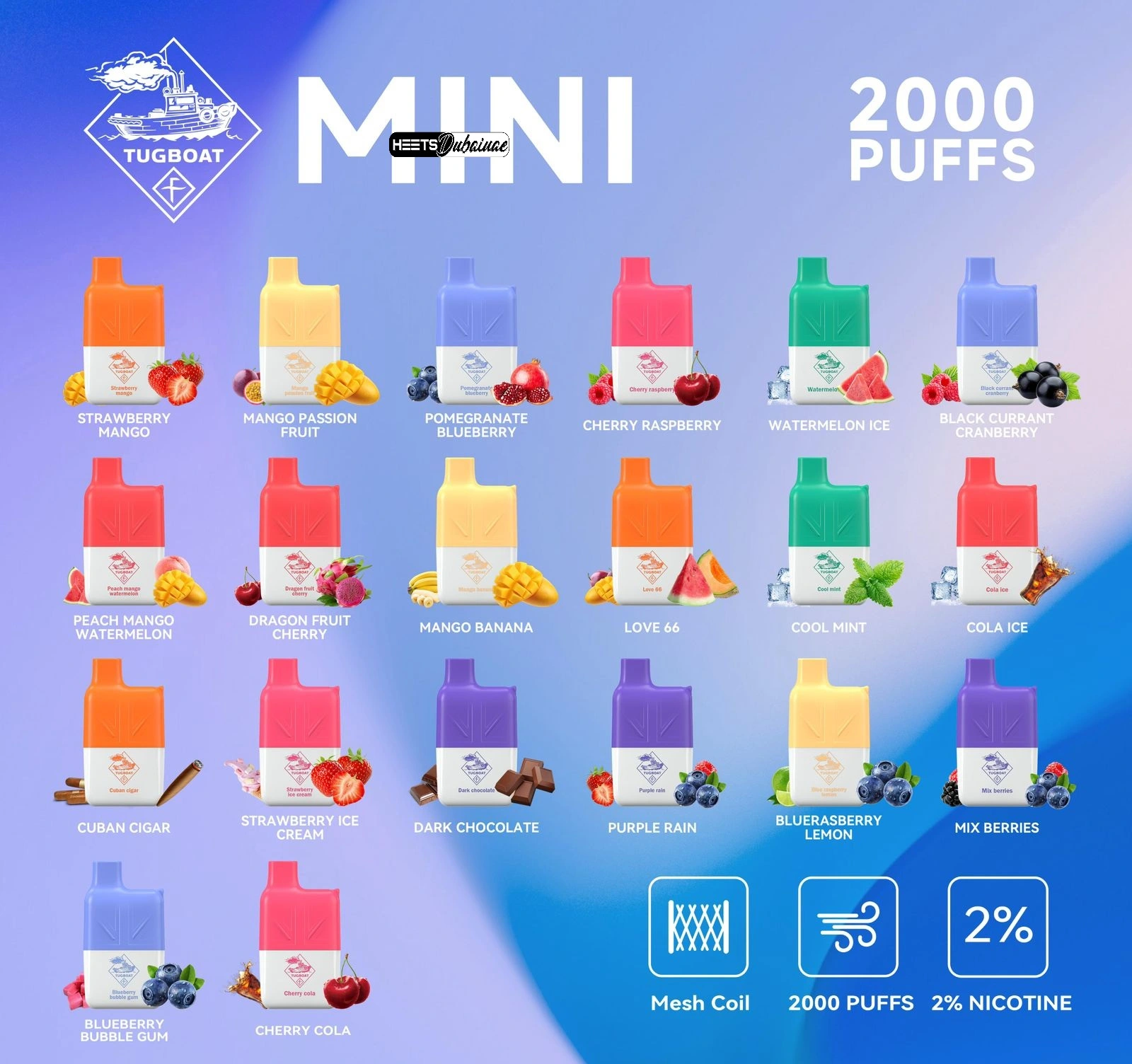 Tugboat-Mini-2000-Puffs Tugboat Mini 2000 Puffs 20mg Disposable Vape