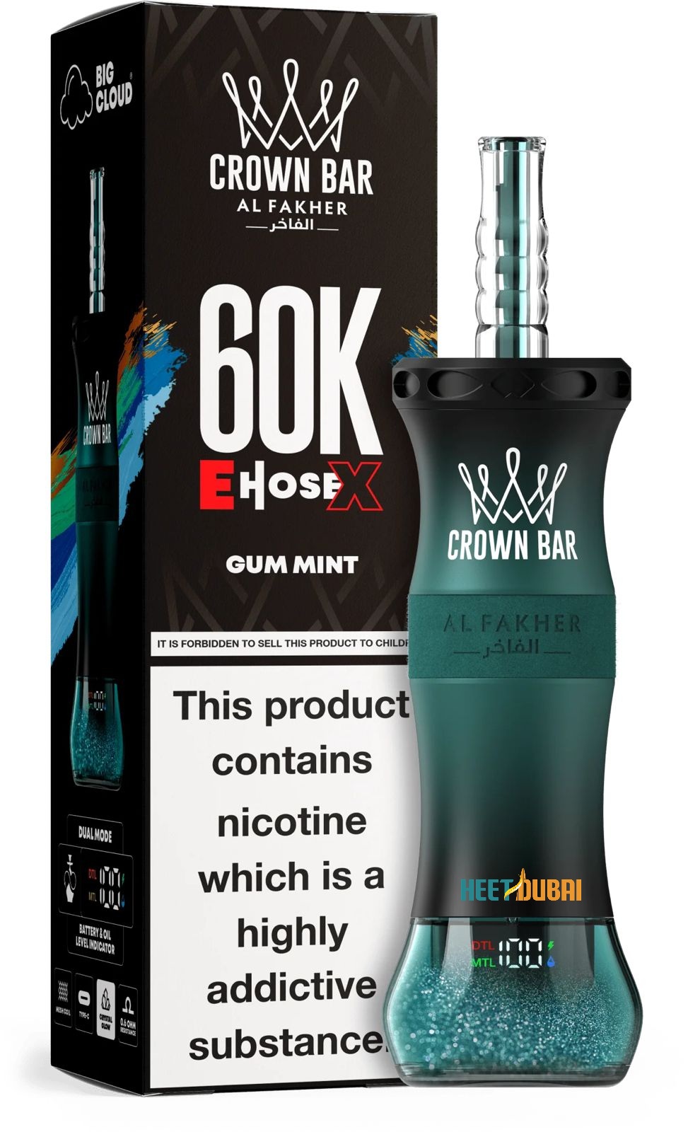 Crown Bar Al Fakher E Hose X 60000 Puffs Hookah Disposable Vape