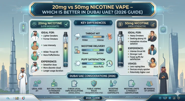 20mg vs 50mg Nicotine Vape – Which is Better in Dubai UAE? (2026 Guide)