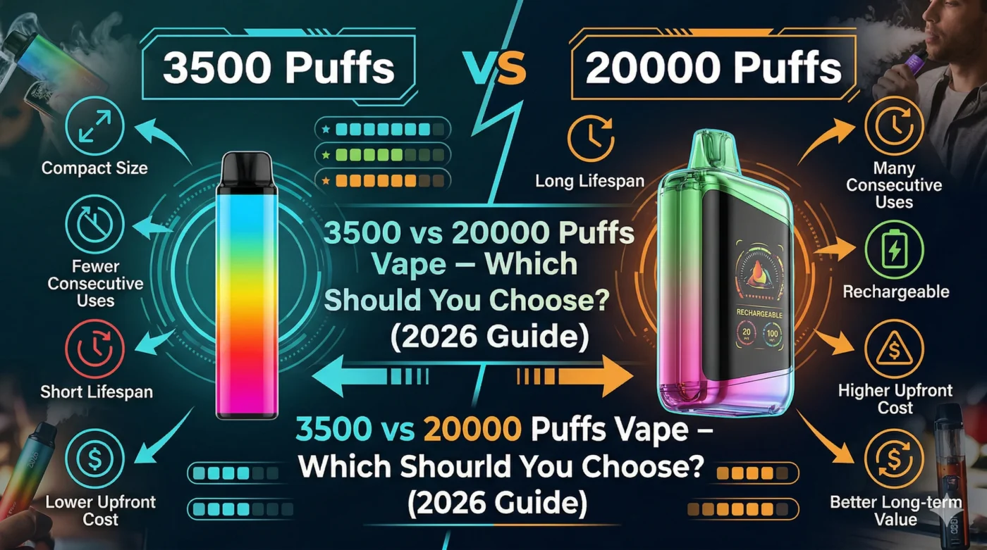3500 vs 20000 Puffs Vape – Which Should You Choose? (2026 Guide)