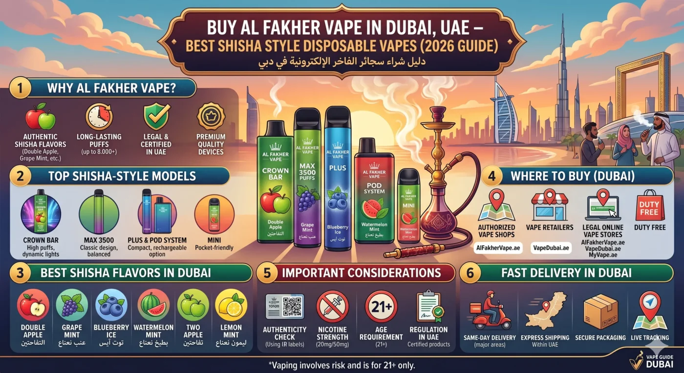 Buy Al Fakher Vape in Dubai UAE – Best Shisha Style Disposable Vapes
